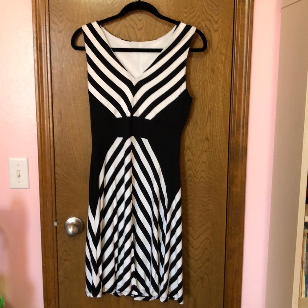 Calvin Klein black and white knit dress